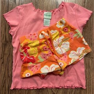 Y2K Vintage 2t Circo Target Toddler Cotton Set Floral Ruffle Hem